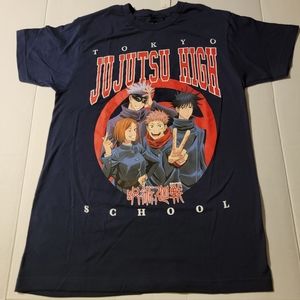 💚 Men's Blue Short Sleeve JuJuTsu Kaisen Graphic‎ Tee Size Medium